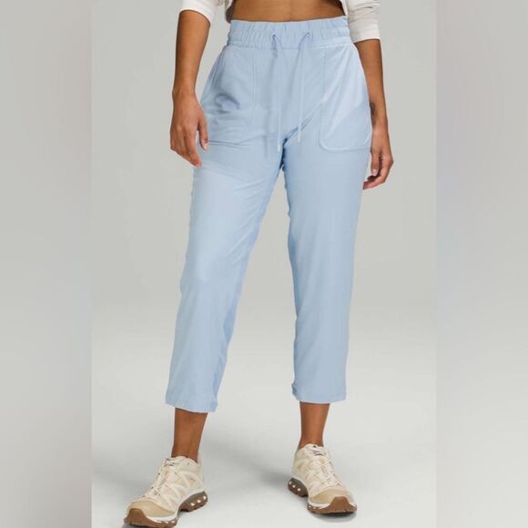 lululemon athletica Pants - Lululemon beyond the studio crop blue linen size 6